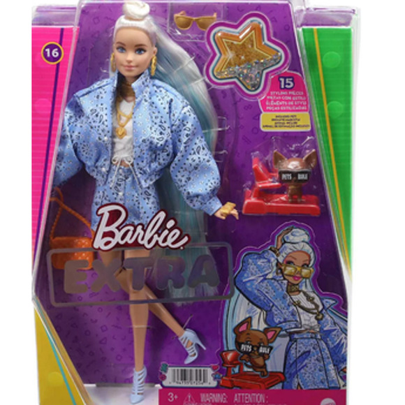 Barbie Extra Doll #16 Paisley Print Oversized Jacket with Pet Chihuahua NIB - Picture 3 of 9
